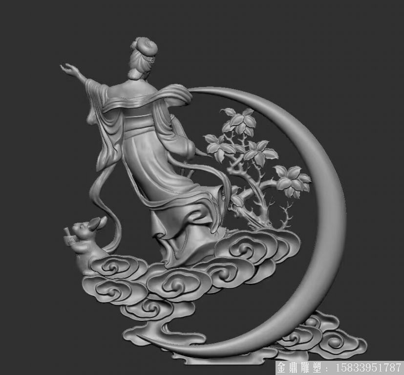 嫦娥奔月模型图 玻璃钢古代神话人物雕塑模型定制2