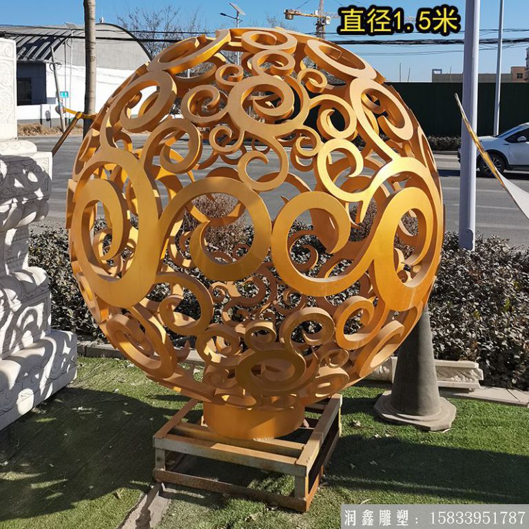 不锈钢镂空球雕塑 一米五直径球体雕塑