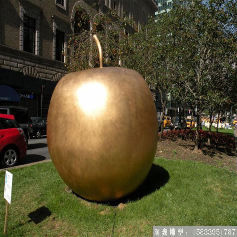 铸铜苹果雕塑 园区苹果雕塑加工厂家
