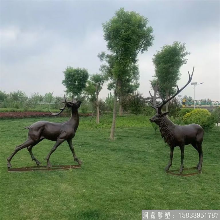 铜鹿雕塑加工 动物鹿雕塑摆件