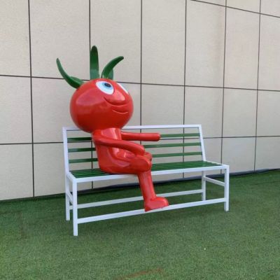 玻璃钢卡通番茄西红柿雕塑座凳