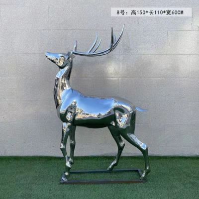 不锈钢镜面鹿雕塑 小区景观动物鹿雕塑